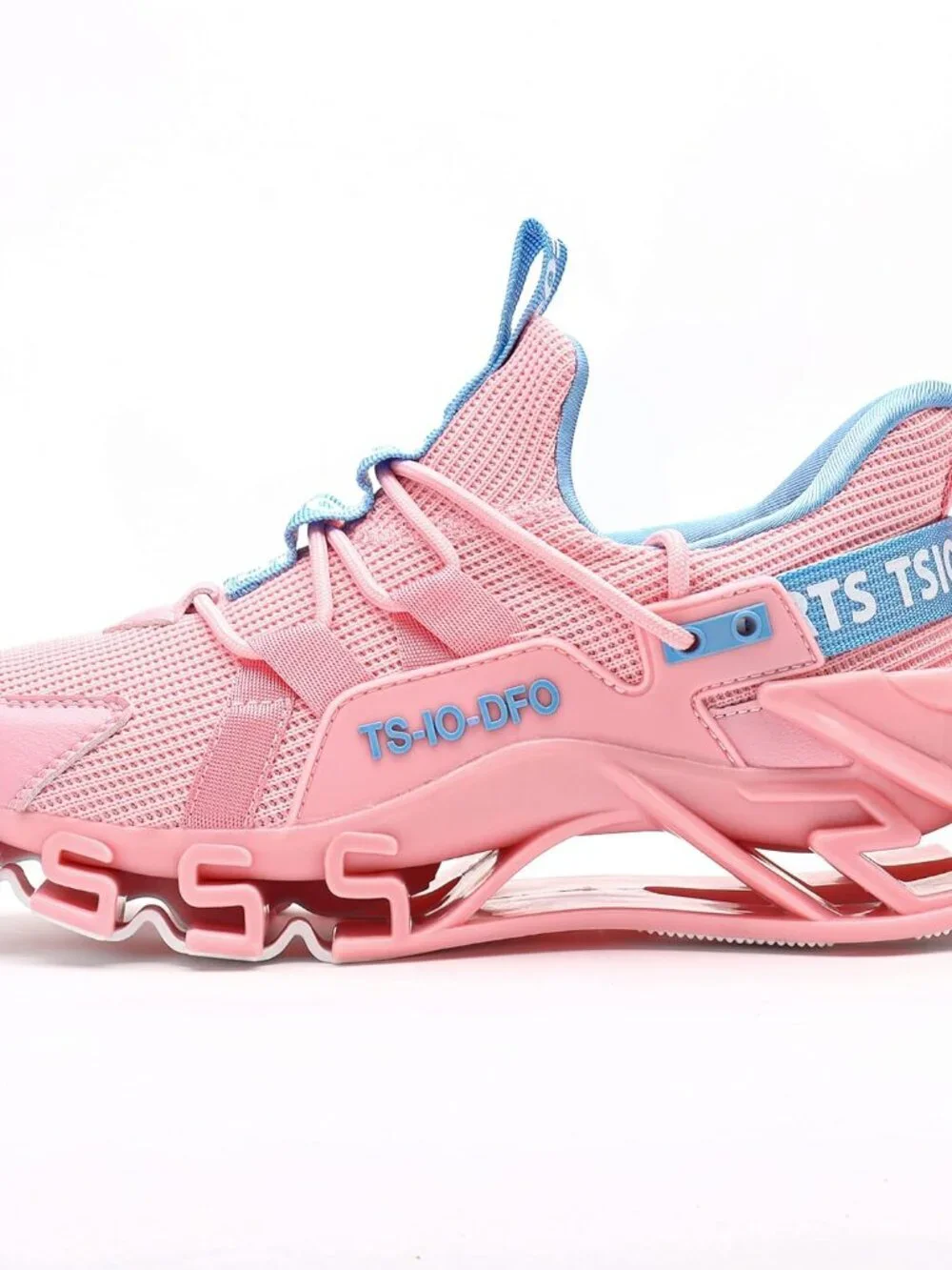 Women's Pink Blue Mesh Sneakers Athletic Running Walking Shoes Lace-Up